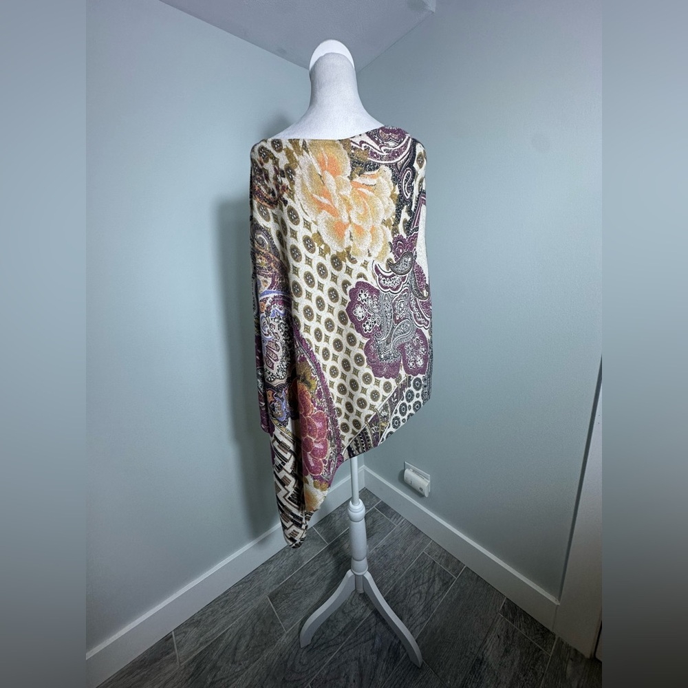 Chico’s Medallion Floral Paisley Poncho Lightweight Knit size L/XL - Picture 8 of 14
